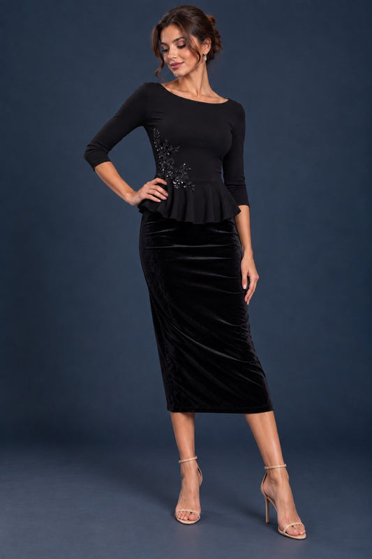 Black Jersey Peplum Tango Top
