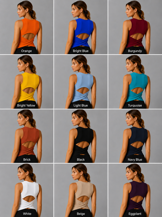 Versatile jersey dance top with crisscross open back