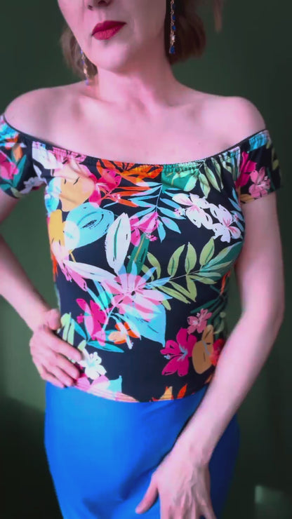 Floral tango top in soft viscose