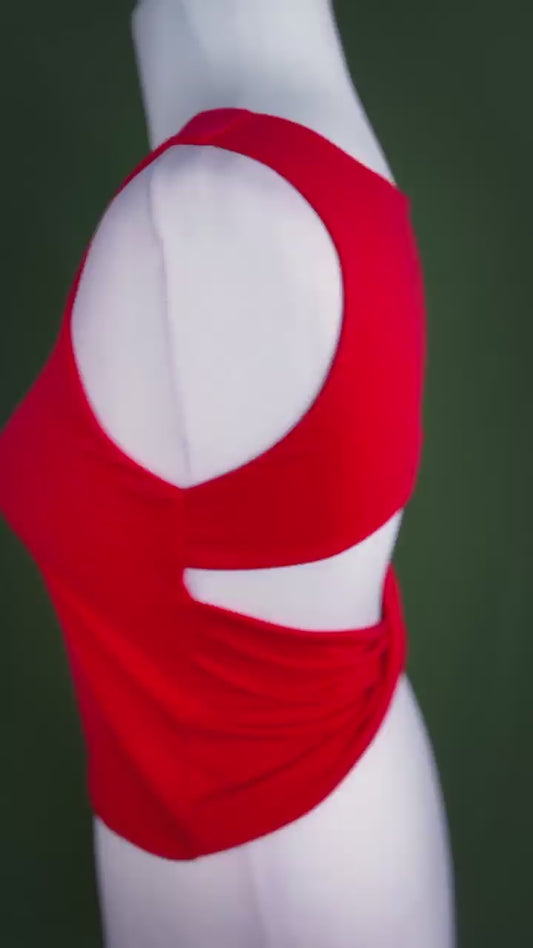 Versatile jersey dance top with crisscross open back