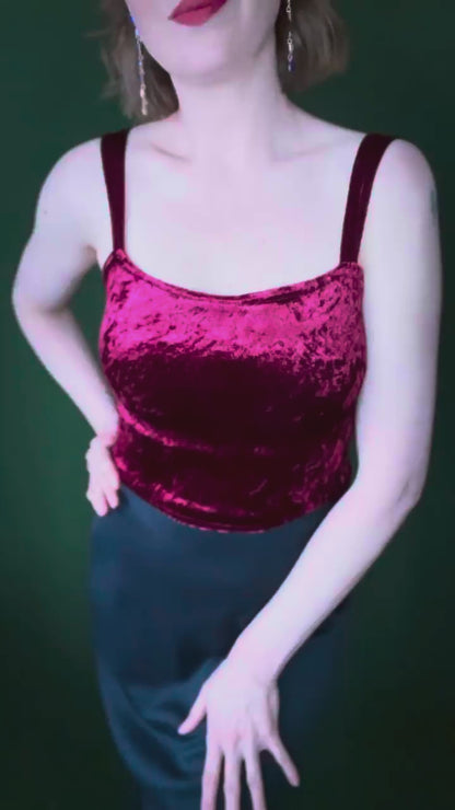 Velvet tango top with wide straps and optional bust gathers