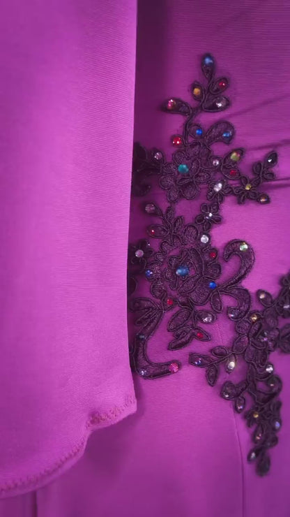 Cold rose tango dress with shimmering waist embroidery