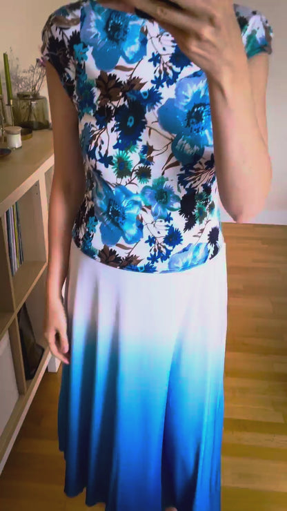 White and blue tango skirt