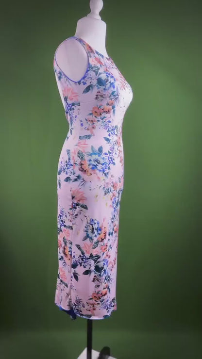 Feminine fitted tango dress with asymmetrical fishtail hem