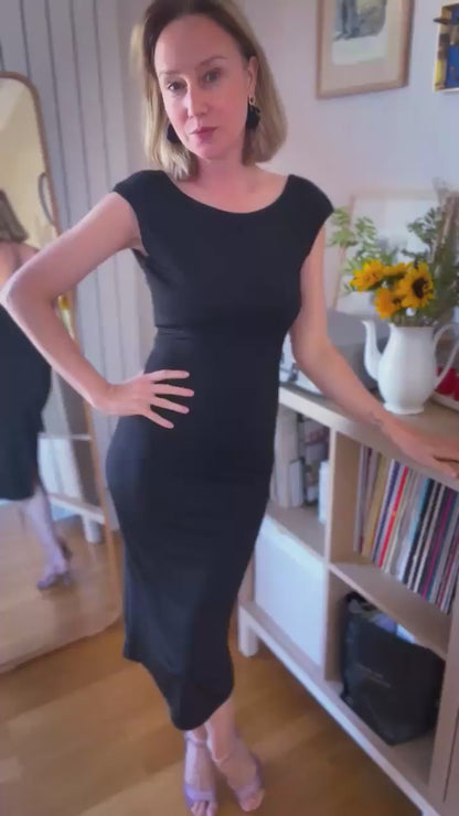 Elegant silky jersey tango dress with open back