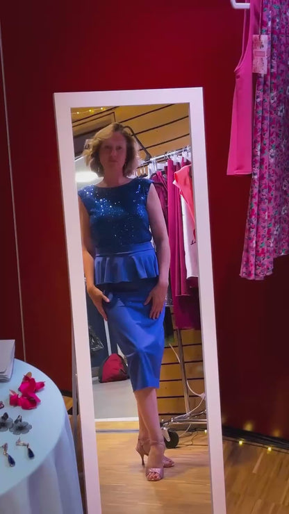 Shimmering sequin tango top with semi-open back