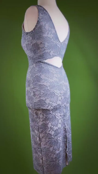 Refined lace evening tango dress with back slit