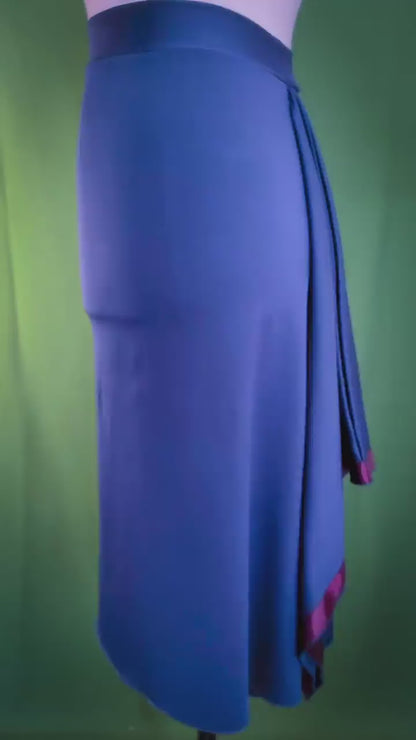 Dark blue tango skirt with flowing accent tail