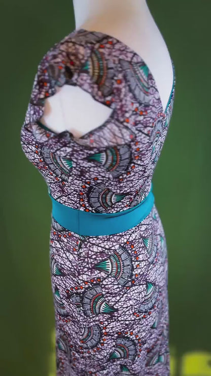 Graceful tango dress with wide skirt and back tail detail