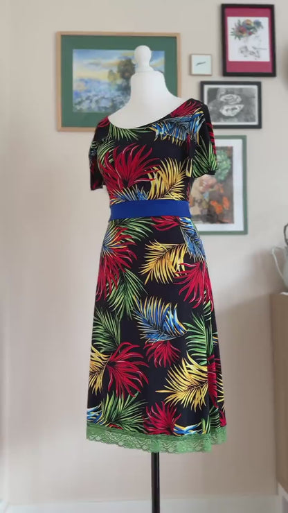 Tropical Tango Dress with Lace Hem