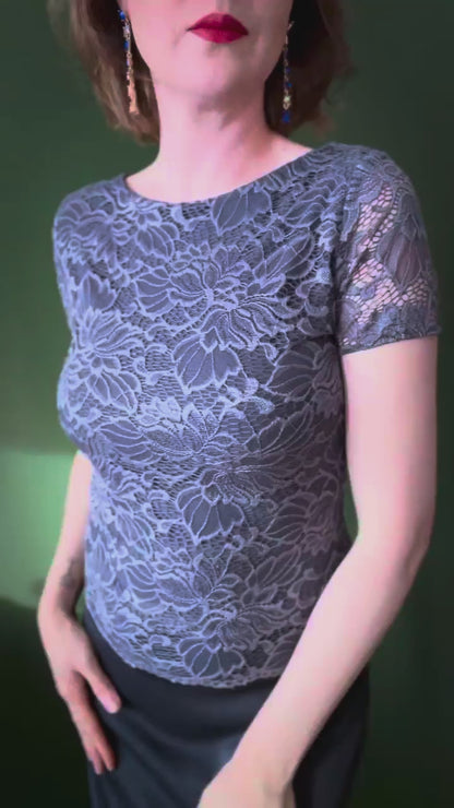Elegant lace tango top with delicate sheer effect