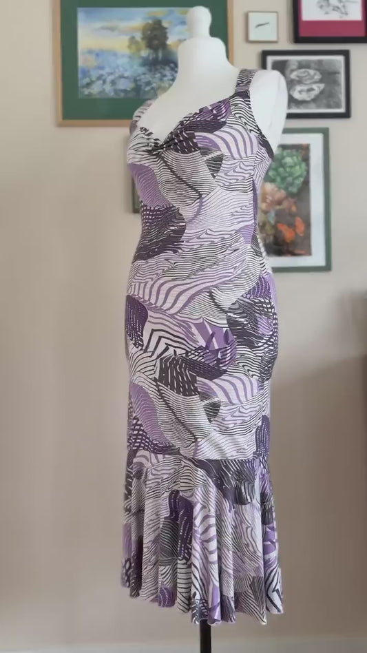 Lavender Wave Tango Dress with Flared Hem