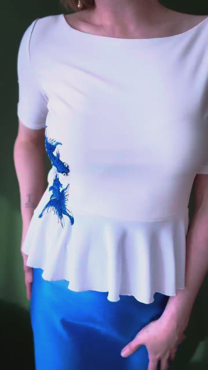 Exclusive peplum tango top in silky stretch jersey