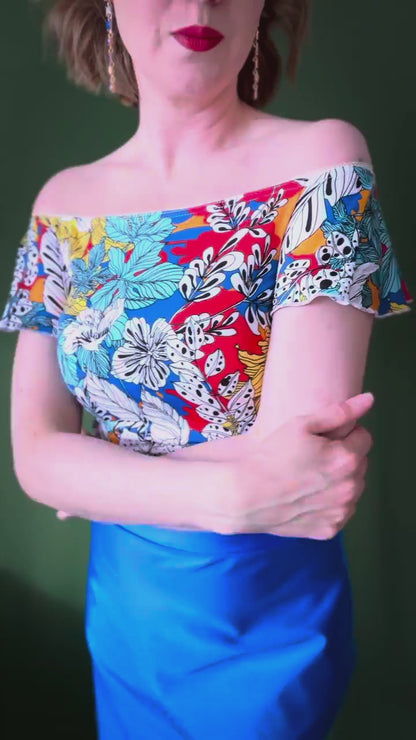 Floral tango tube top in silky jersey - one of a kind