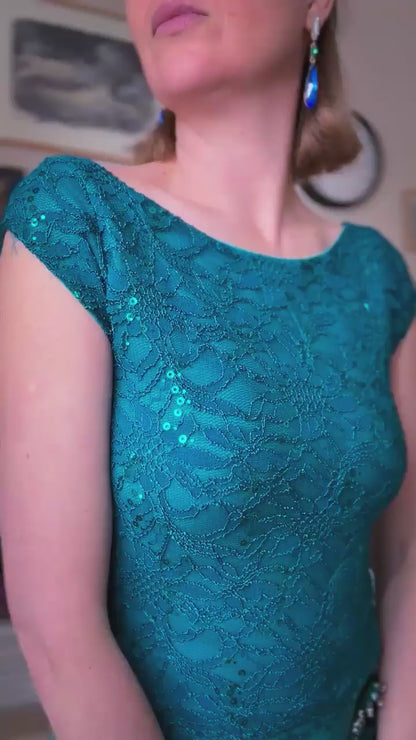 Shimmering lace tango top with open back