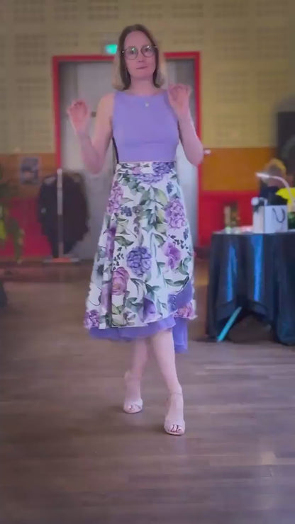 Lilac Floral Two-Layer Wrap Tango Skirt
