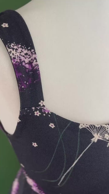 Black viscose tango dress with abstract animal print