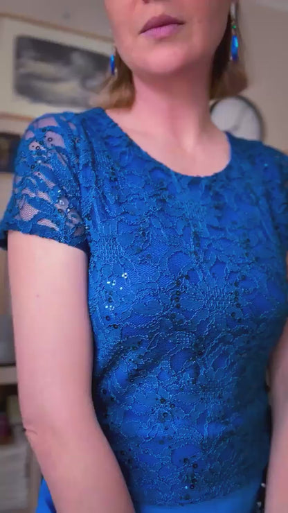 Shimmering lace tango top with open back