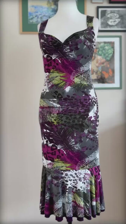 Abstract Print Tango Dress with Flared Hem