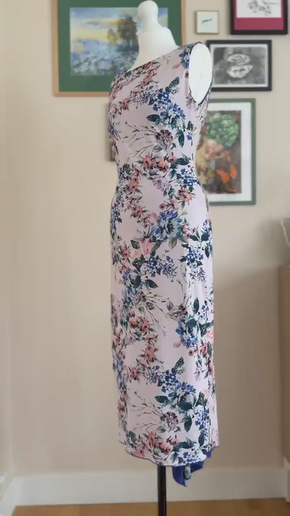 Floral Tango Dress with Open Back and Fishtail Hem