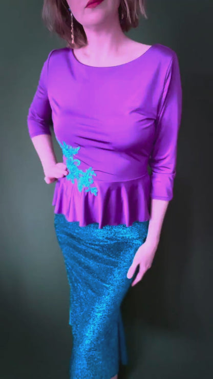 Exclusive silky jersey tango top with basque design