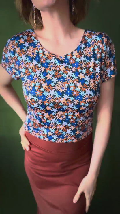 Silky jersey floral tango top - one of a kind