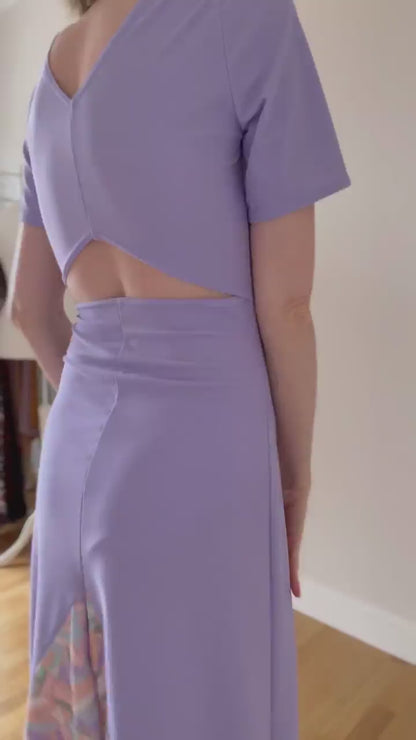 Silky lace tango dress with A-line skirt and slits