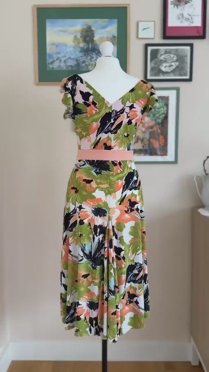 Floral Tango Dress with Flowing Skirt