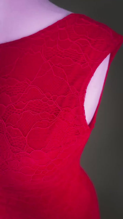 Stunning red lace tango dress with open back
