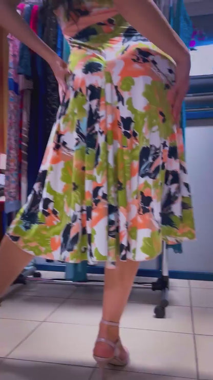 Romantic tango dress with flutter sleeves and flowing skirt