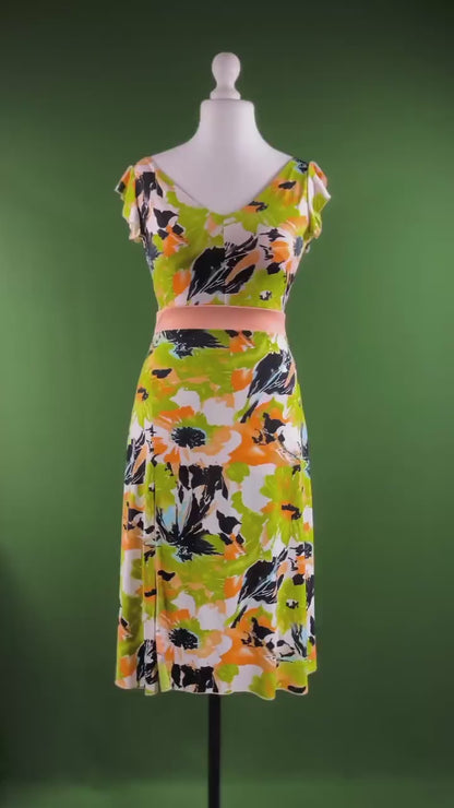 Romantic tango dress with flutter sleeves and flowing skirt