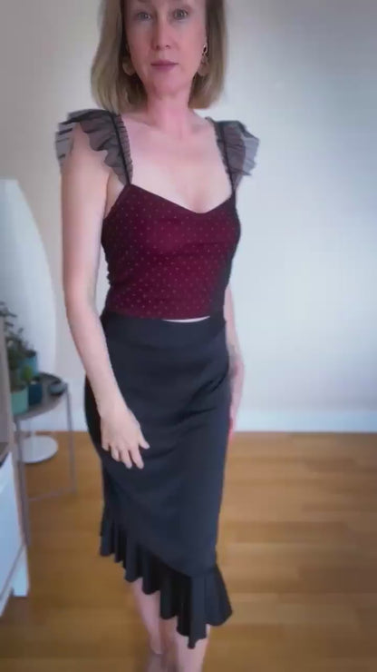 Tango top with delicate sheer flutter sleeves