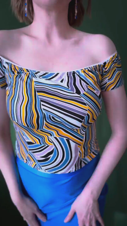 Striped tango top in soft viscose - one of a kind