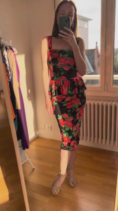 Floral tango top with peplum