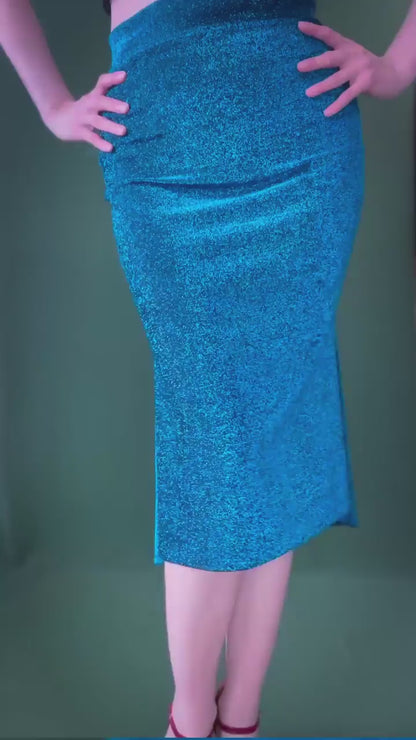Jupe tango chic en jersey scintillant avec ourlet asymétrique