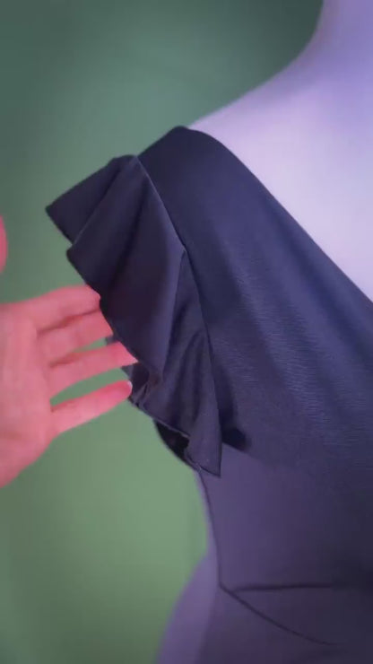 Chic black tango dress with flutter sleeves