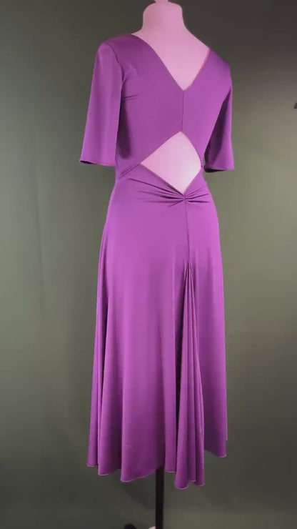 Purple jersey tango dress with sparkling embroidery