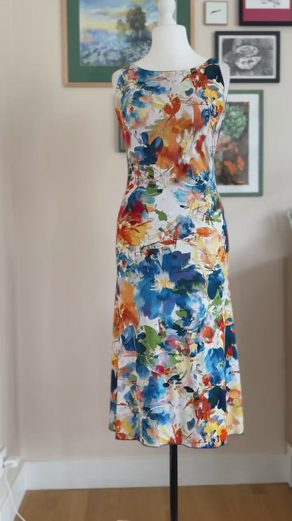Aquarell-Druck Tango-Kleid mit offenem Rücken