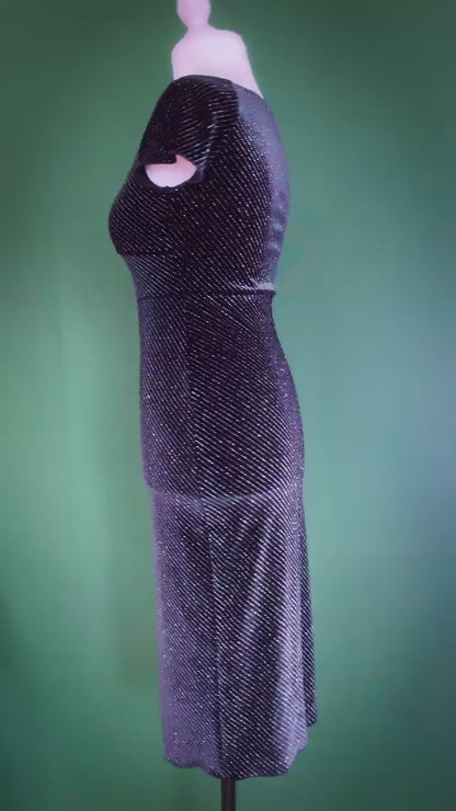 Exclusive black velvet gown with diamond sparkle effect