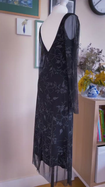 Black Sheer Mesh Tango Dress with V-Back