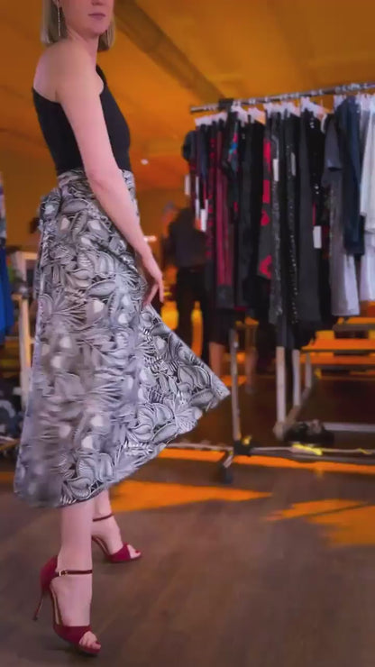 Black Floral Wrap Tango Skirt