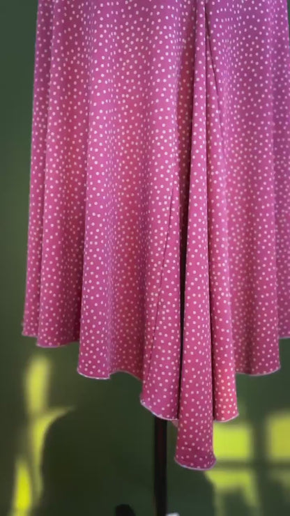 Stretch jersey tango dress with flutter sleeves and waist belt