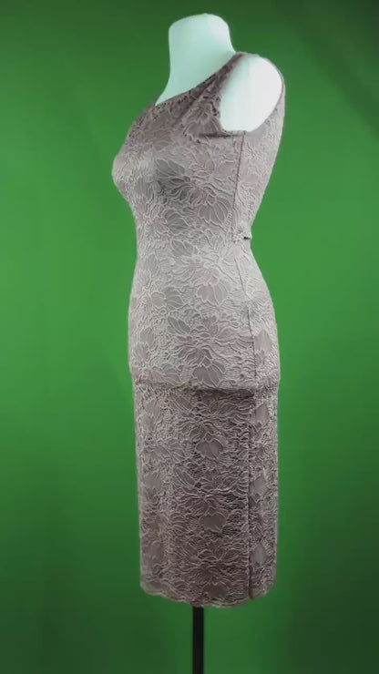 Elegant cocoa lace dress with deep V-back – limited edition