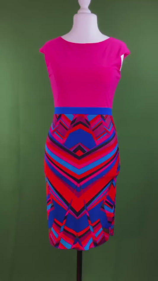 Bright jersey tango dress with flowing tail