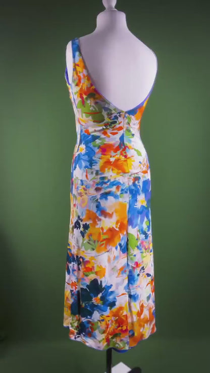 Unique printed viscose summer dress with open back