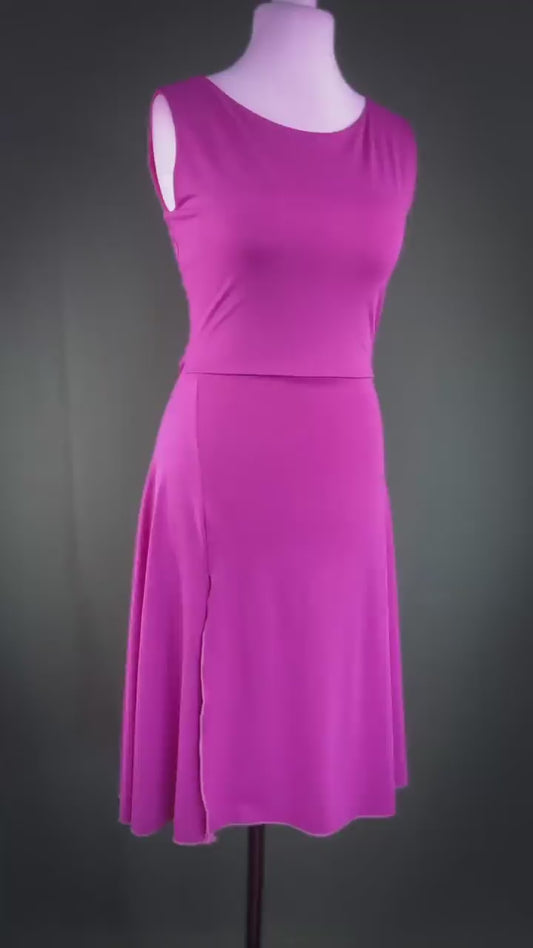 Elegant A-line dress crafted from silky jersey with full lining for comfort and flow