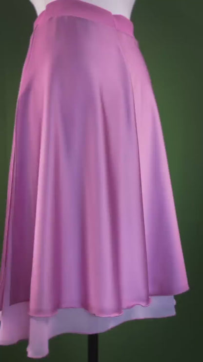 Feminine tango skirt with wide waistband and airy layers