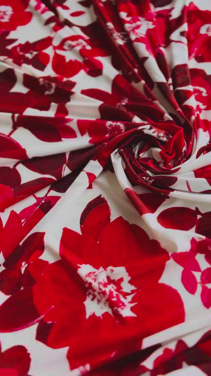 Red-and-white floral tango top with open back
