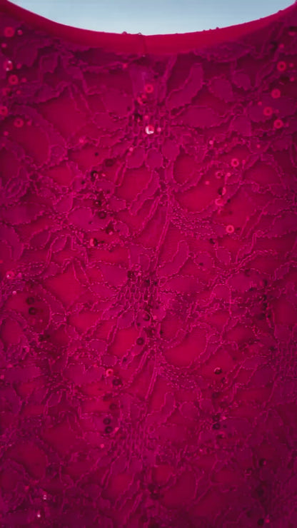 Shimmering lace tango top with open back