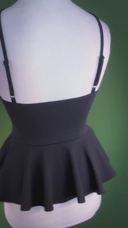 Black jersey peplum tango top - one of a kind